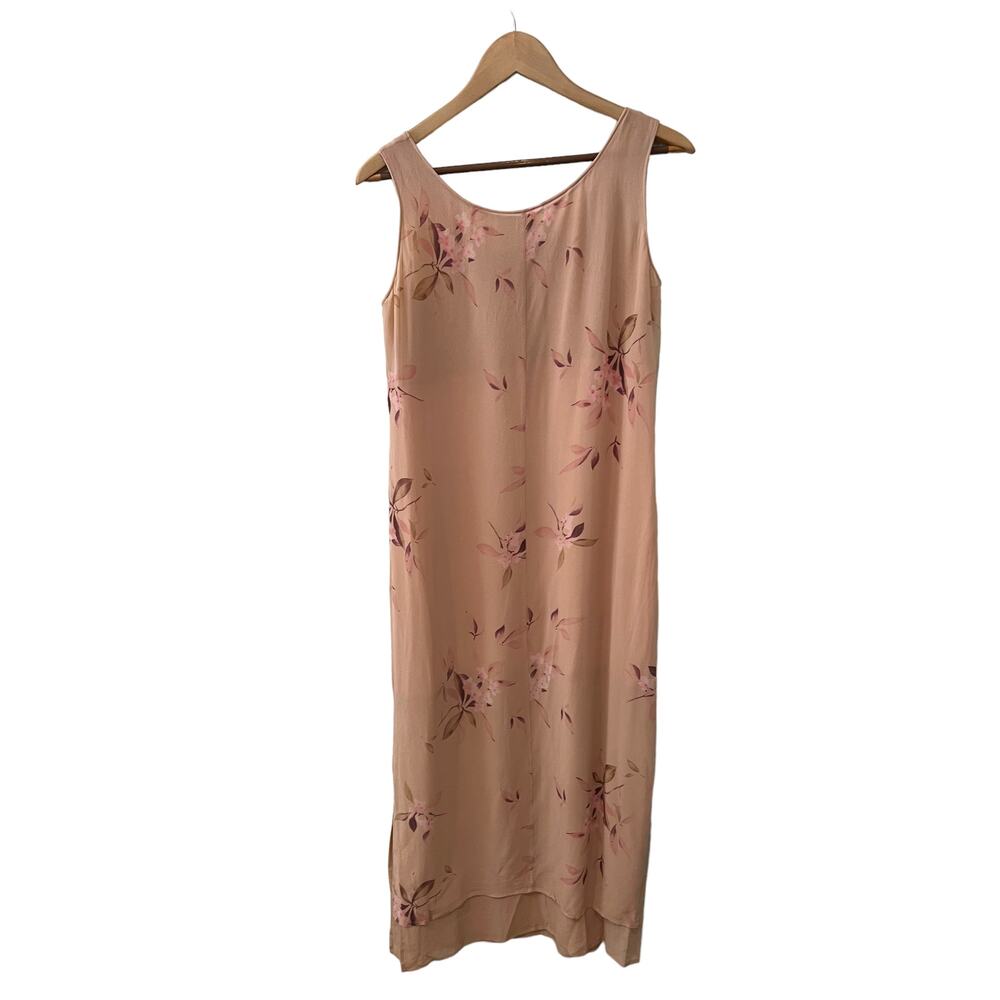 Vintage 90s Silk Slip Dress Dusty Rose Floral Print 8 - Picture 3 of 5